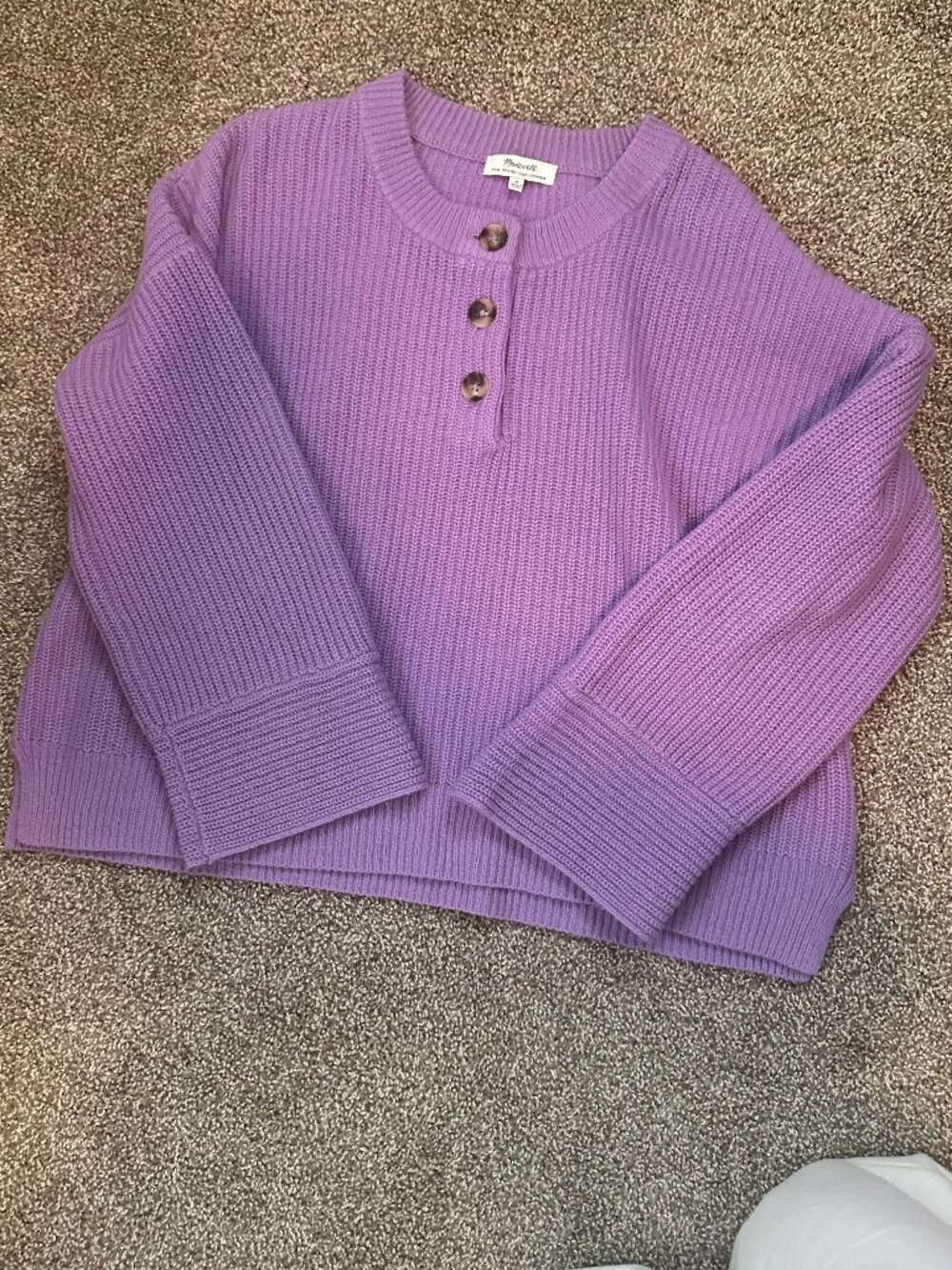 Madewell Lavender Waffle Knit Henley Sweater Size M
